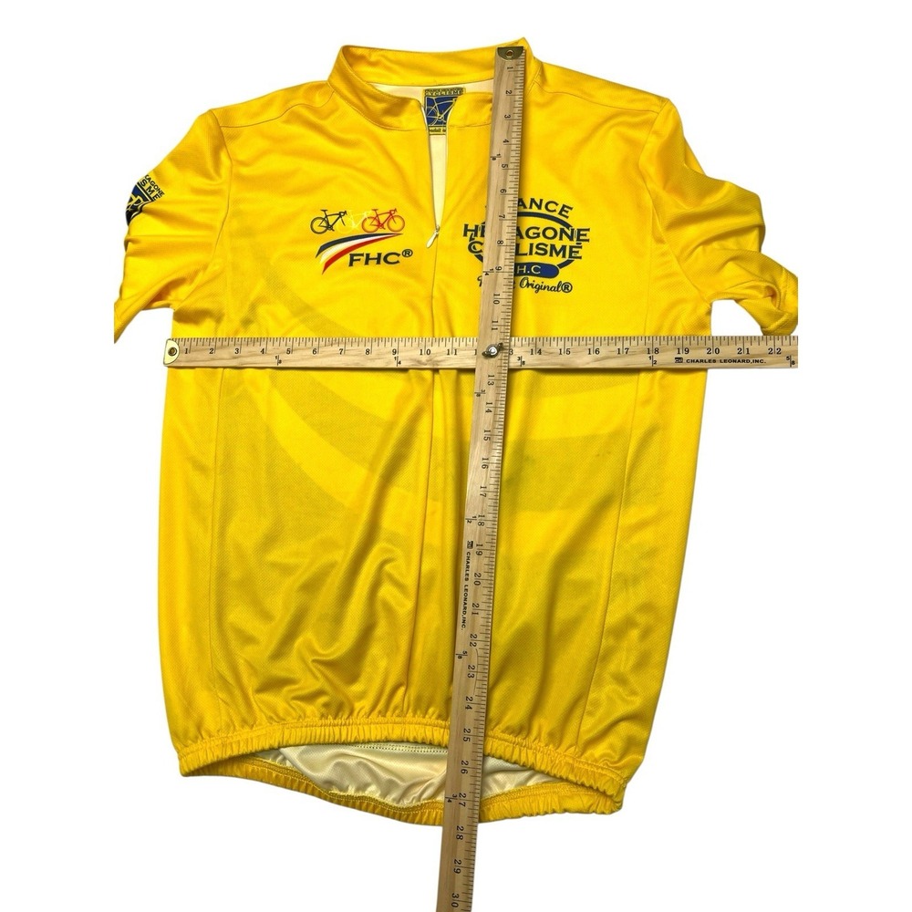 Yellow France Hexagon Cyclisme Cycling Jersey‎ 1/4 Zip Size Medium No Tag - Picture 6 of 7